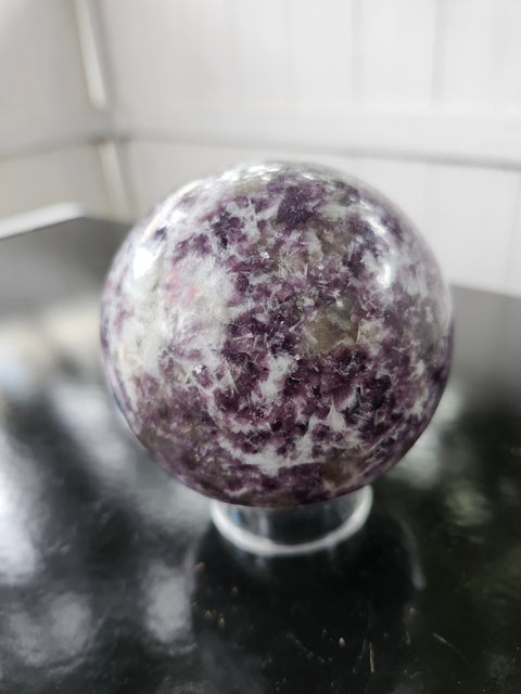 81mm, 3.18 inch Lepidolite sphere! 1.10 pounds