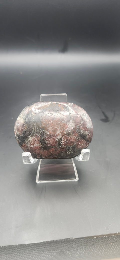 Astrophyllite garnet firework palm stone. 2.25 inches, 3 ounces