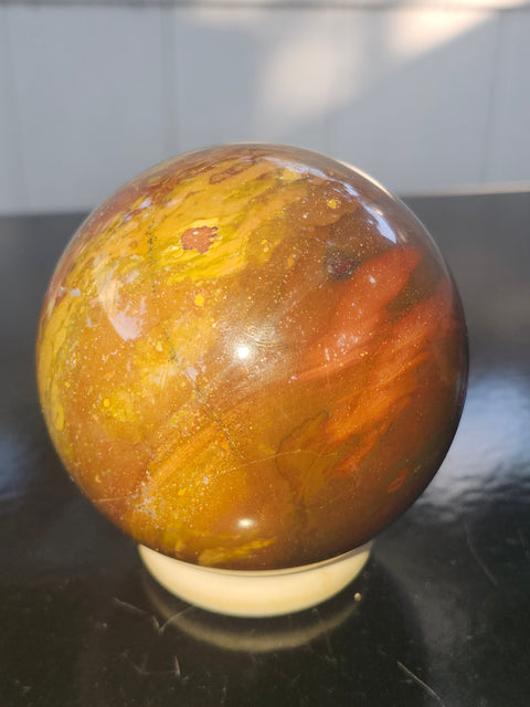 Ocean jasper sphere! 70.6mm, 2.77 inches, 1.1 pounds