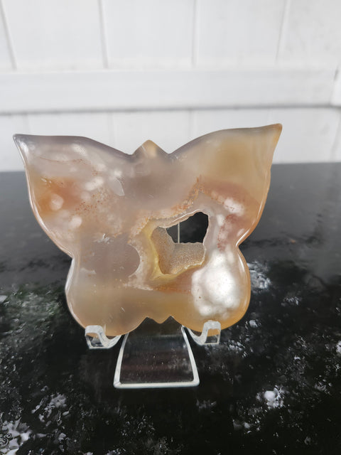 Druzy agate butterfly! 5 ounces, 4 inches wide, 3 inches tall
