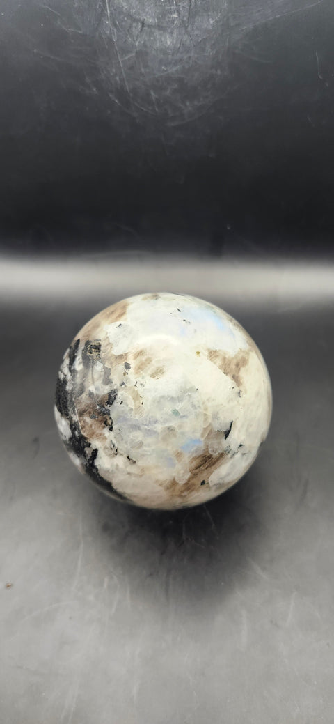 Rainbow moonstone sphere! 73mm, 2.8 inches, 1.3 pounds