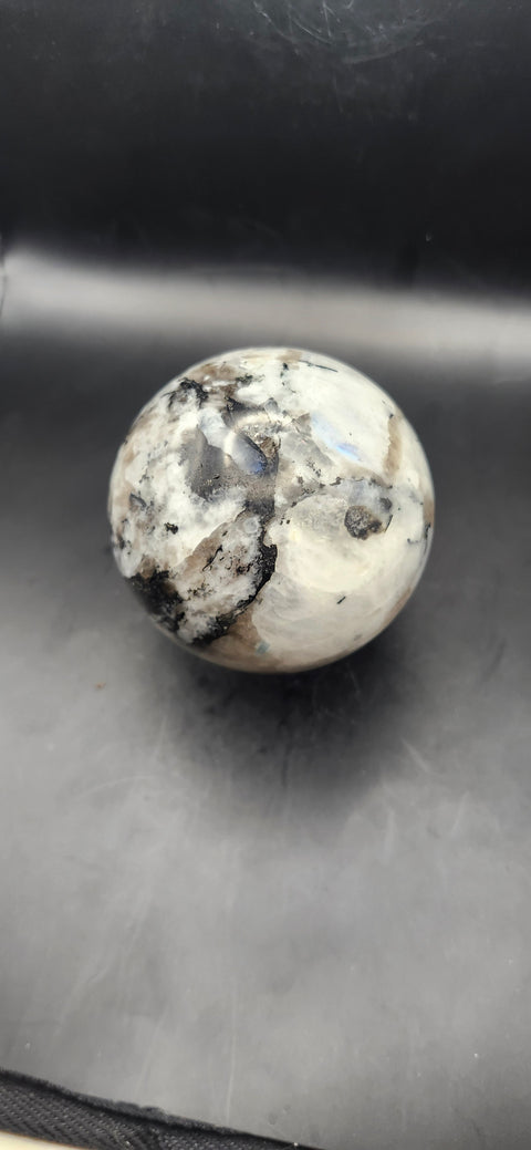 Rainbow moonstone sphere! 73mm, 2.8 inches, 1.3 pounds