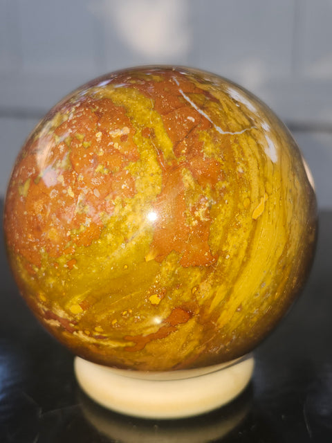 Ocean jasper sphere! 70.6mm, 2.77 inches, 1.1 pounds