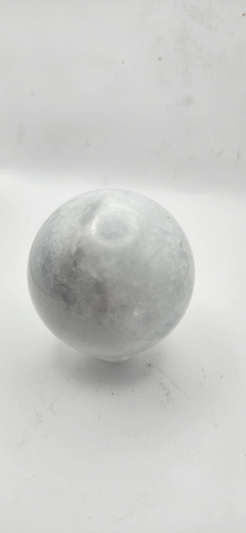 Blue calcite sphere! 9.2 ounces, 55.9mm, 2.2 inches