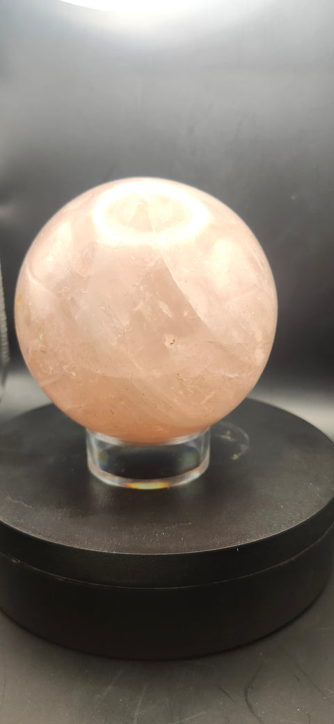 Rose quartz sphere, 85mm, 3.35 inches, 1.15 pounds