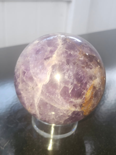 Dream amethyst sphere! 77.5mm, 3.05 inches, 1.6 pounds