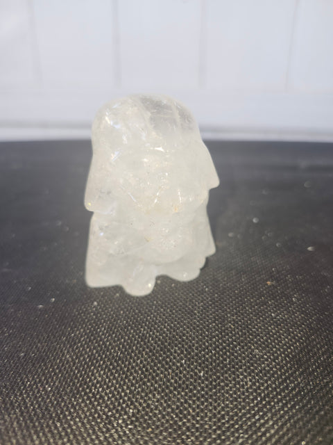 4 ounce, 2.75 inch Clear quartz Darth vader carving star wars