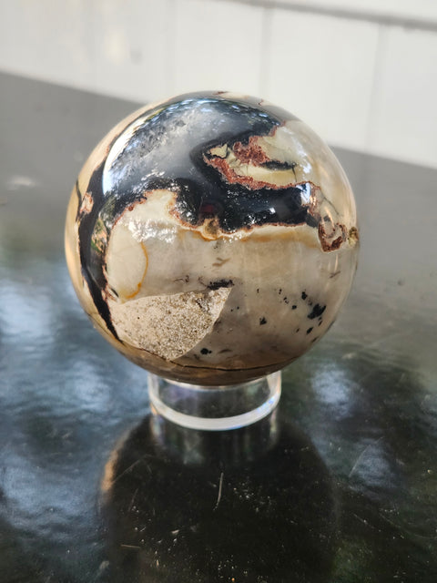 Druzy volcanic agate sphere! 11 ounces, 62mm, 2.4 inches