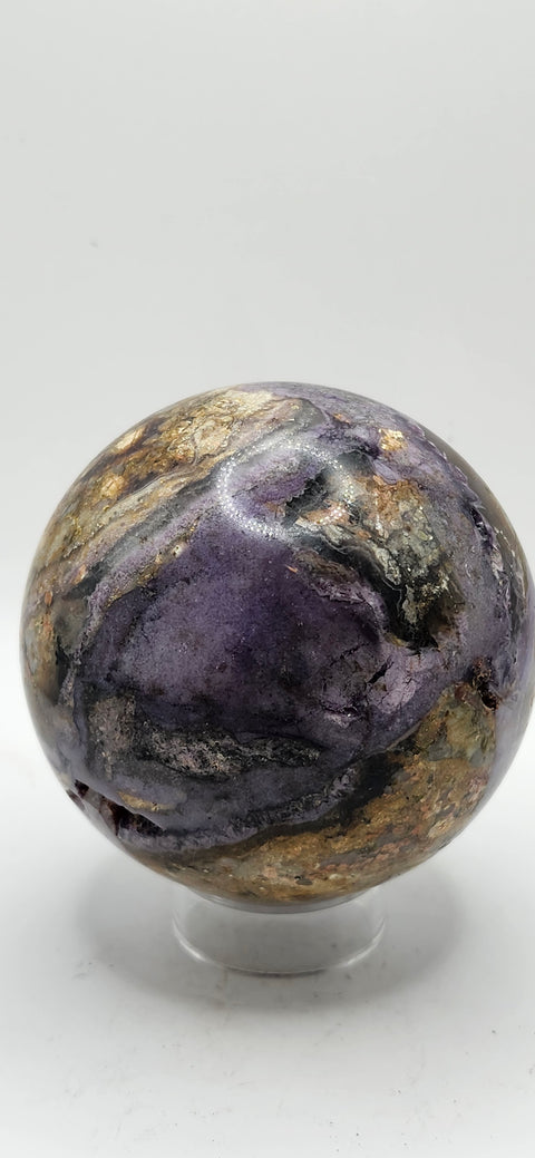 Opalized fluorite sphere! 71mm, 2.8 inches, 1.3 pounds