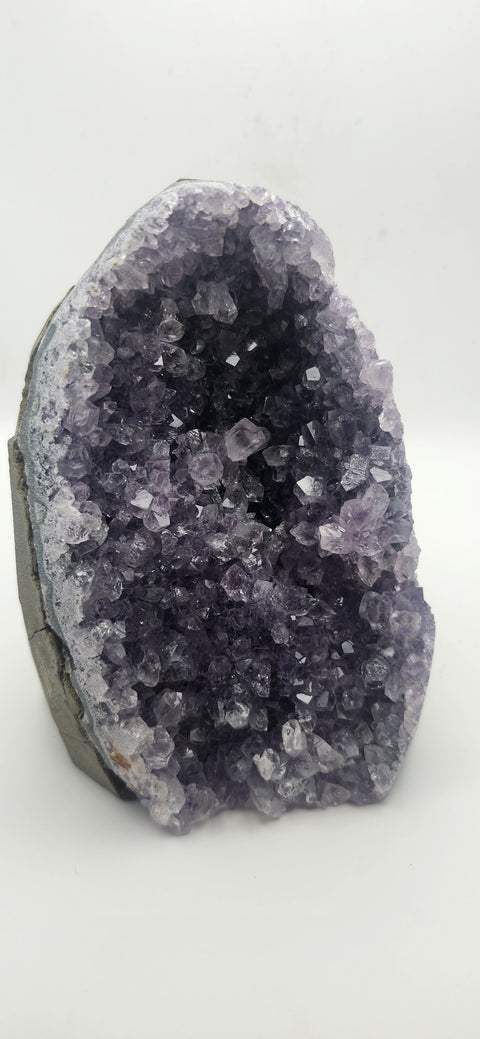 Amethyst cut base free form, 1.13 pounds, 4.8 inches tall,.3.3 wide