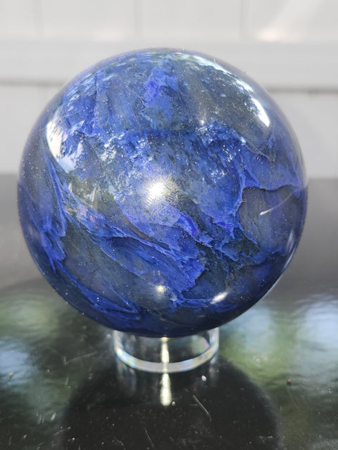 Blueberry quartz sphere! 78mm, 3.1 inches, 1.4 pounds