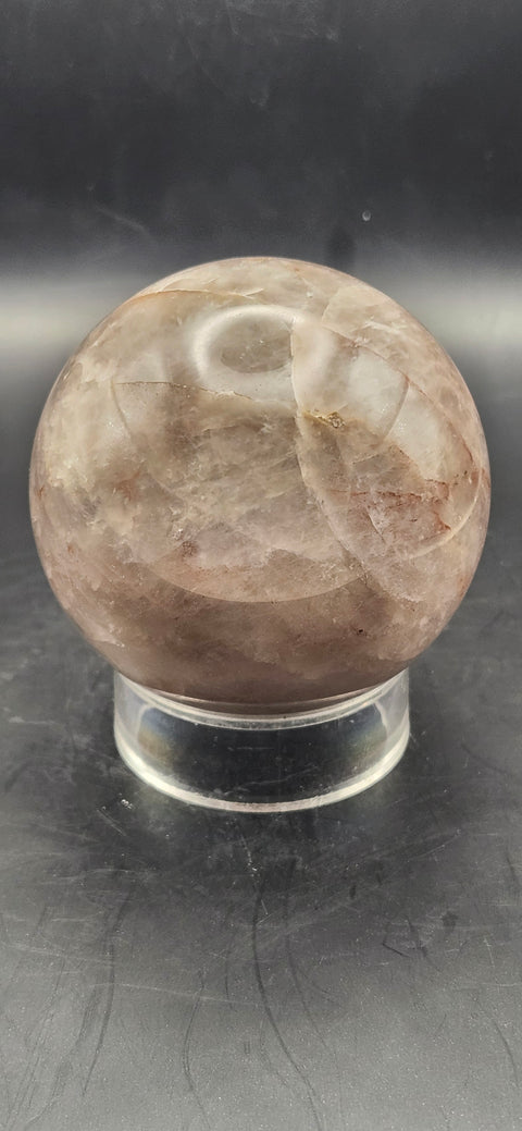 Fire quartz sphere! 64.3mm, 2.5 inches, 13 ounces