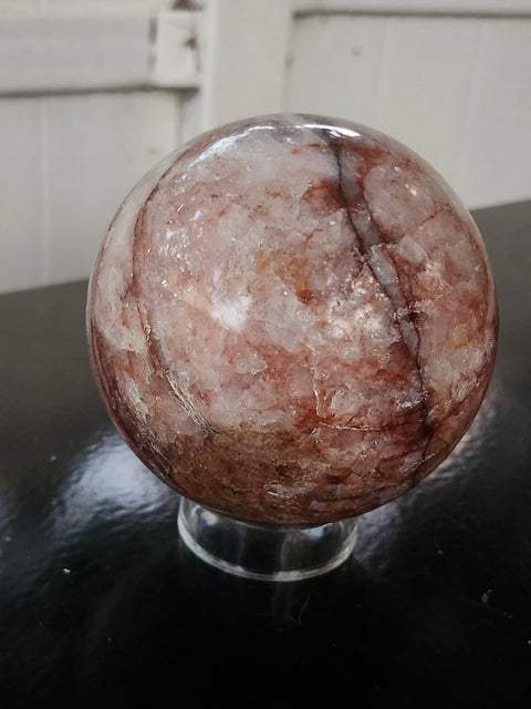 Fire quartz sphere! 2.6 pounds, 90mm, 3.56 inches