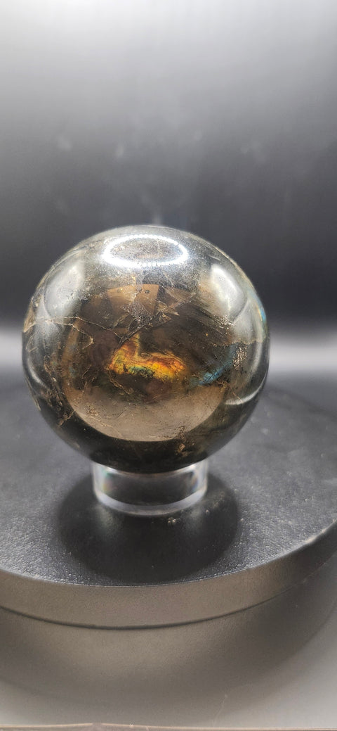 Labradorite sphere! 62mm, 2.4 inches, 12 ounces