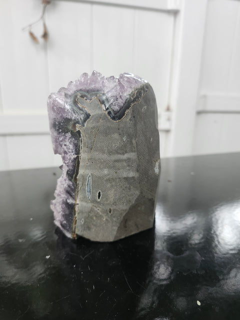 Amethyst cut base free form! 2.4 pounds, 4.5 inches tall, 3.3 inches wide
