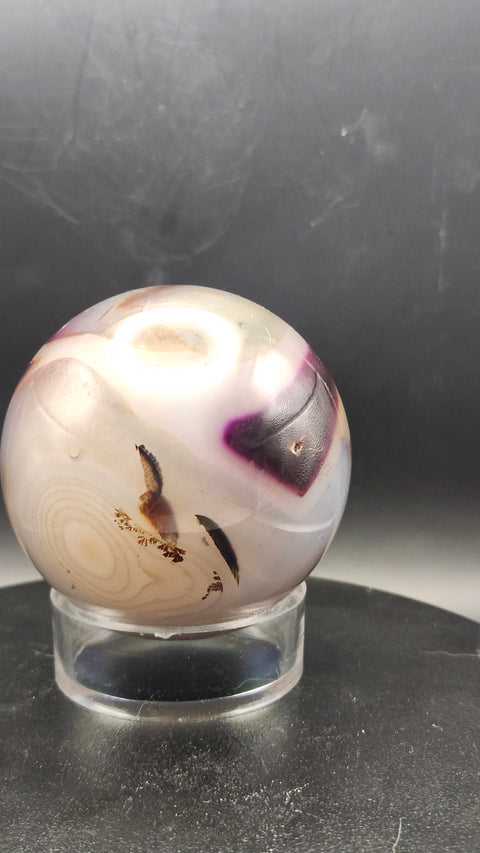 Purple, clear agate sphere! 60mm, 2.36 inches, 10.5 ounces!!