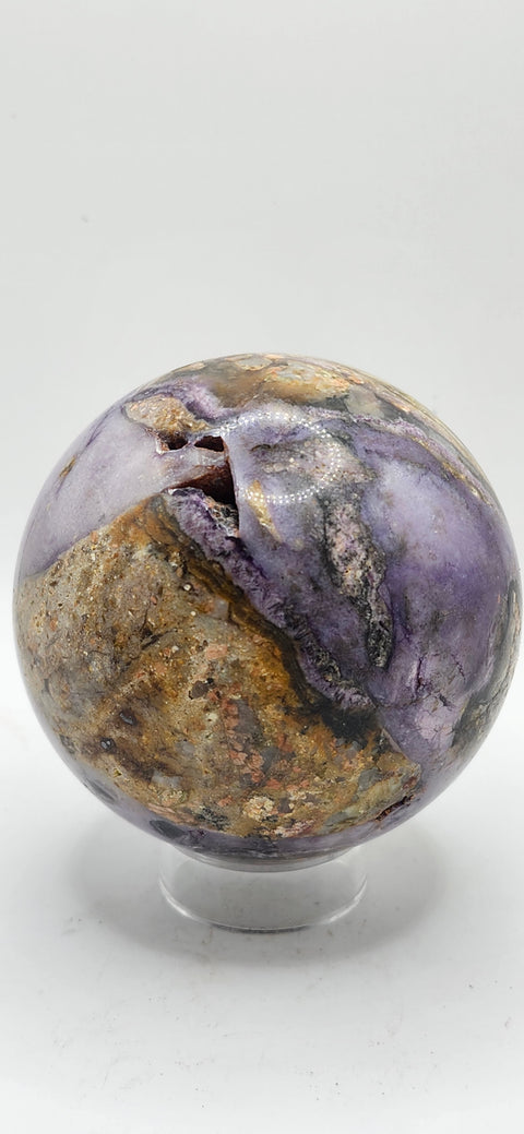 Opalized fluorite sphere! 71mm, 2.8 inches, 1.3 pounds
