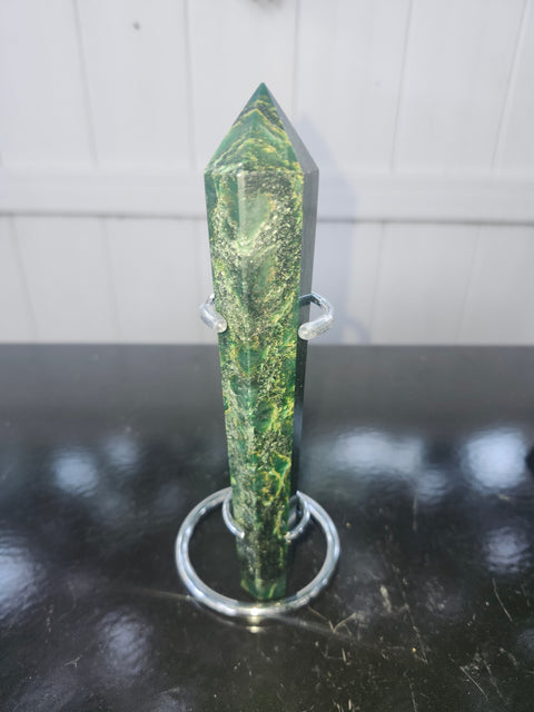 Green jasper scepter! 5.8 ounces, 6.1 inches