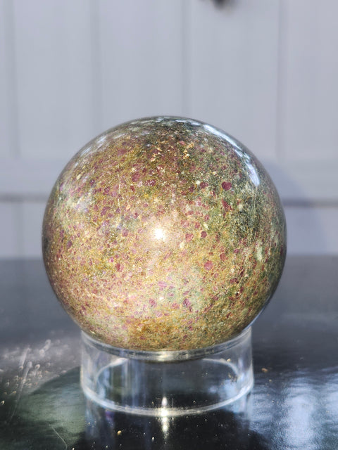 Ruby in kyanite sphere! 14 ounces, 61.1mm,2.40 inches uv reactive