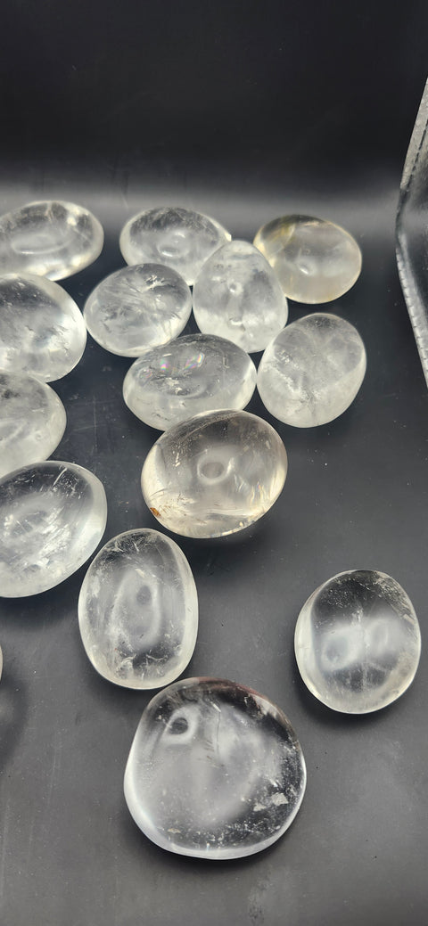 Clear quartz palm stones set of 2, 1 to 2 ounces!