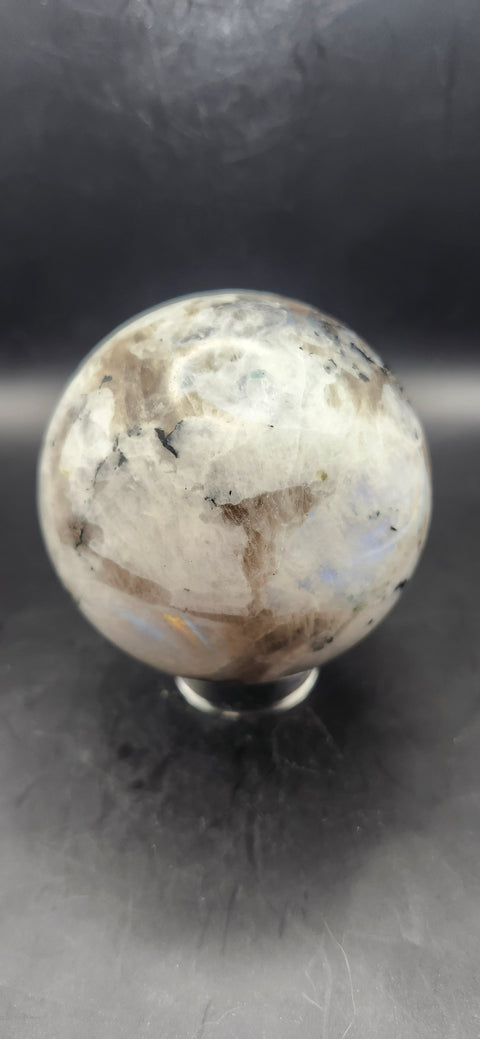 Rainbow moonstone sphere! 73mm, 2.8 inches, 1.3 pounds