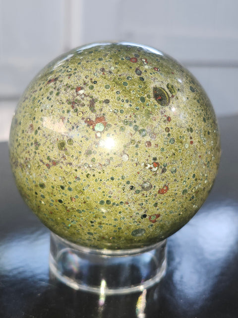 Olive opal sphere! 1.7 pounds, 73mm, 2.8 inches
