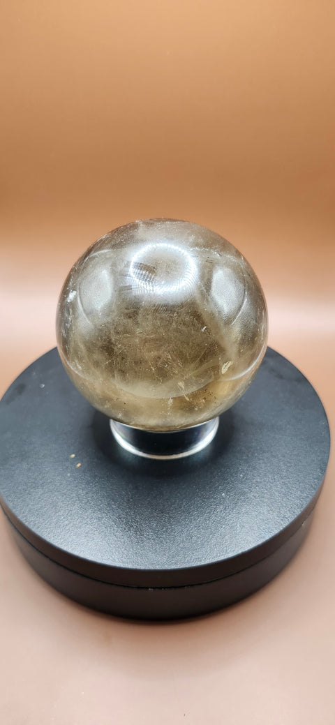Smoky quartz sphere, 75mm, 2.95 inches, 1.5 pounds