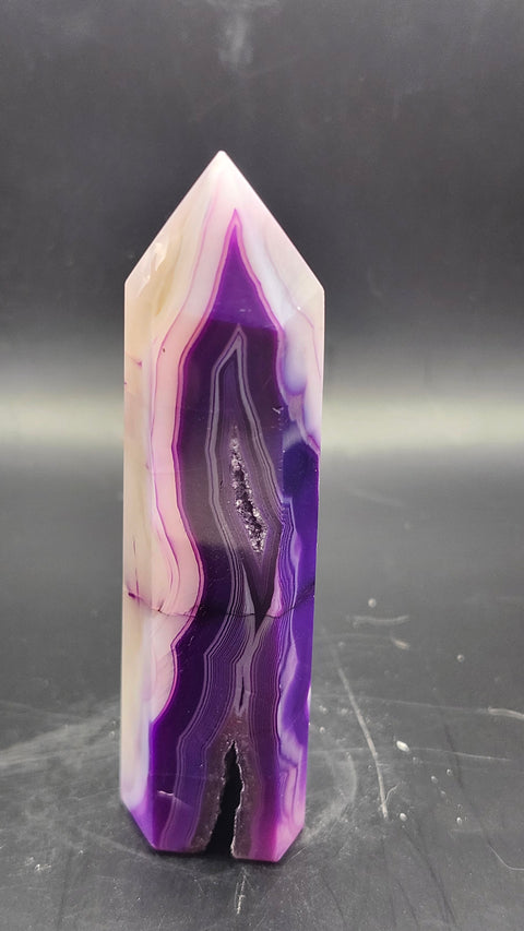 Purple druzy agate tower! 3.75 inches, 3.2 ounces