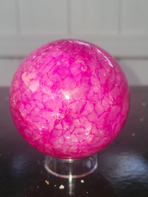 Pink crackle quartz! 14.7 ounces, 66mm, 2.6 inches