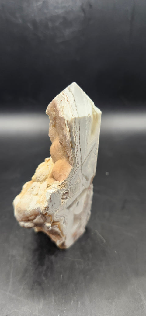 Crazy lace agate druzy free form tower! 3.2 ounces, 3.25 inches