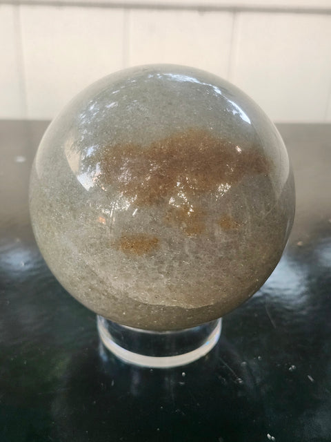 Green aventurine sphere with silver flash! 1.11 pounds, 81mm, 3.2 inches