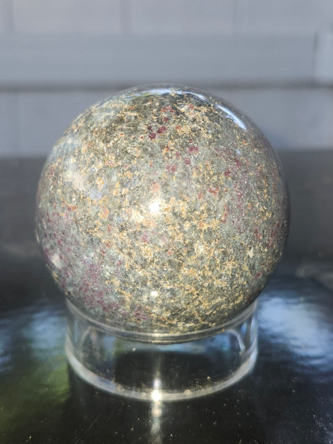 Ruby in kyanite sphere! 11 ounces, 54.5mm, 2.14 inches