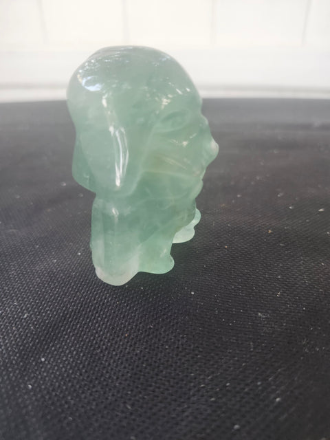 4 ounce, 2.75 inch green florite Darth vader carving star wars
