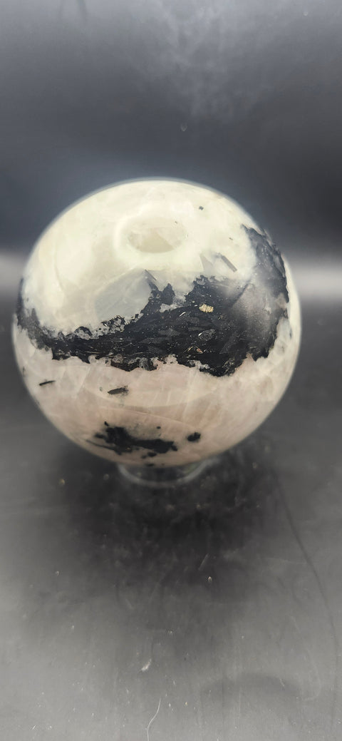 Rainbow moonstone sphere! 81.9mm, 3.22 inches, 1.11 pounds