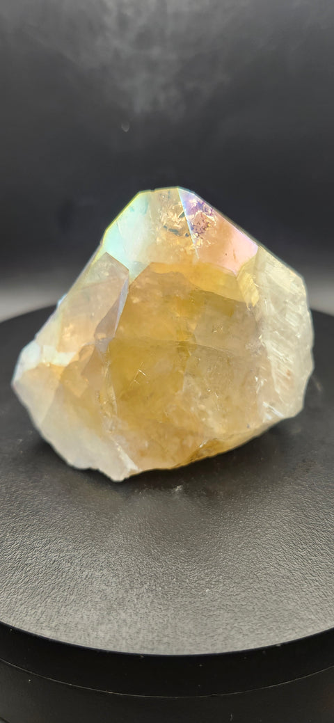 Angel aura citrine polished top point! 4 ounces.