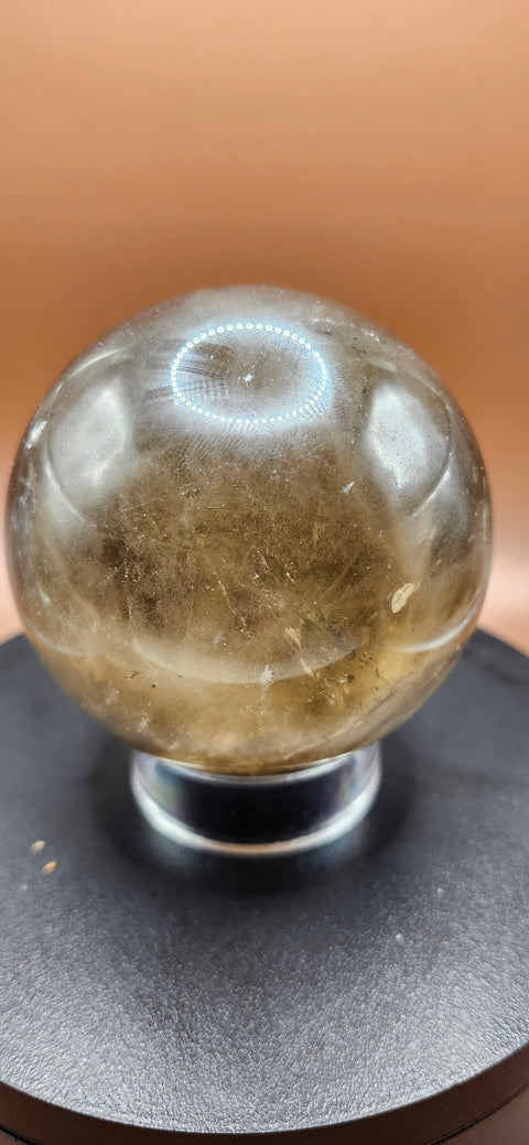 Smoky quartz sphere, 75mm, 2.95 inches, 1.5 pounds