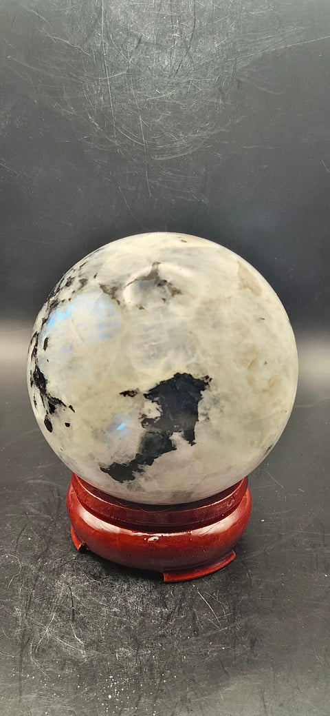 Rainbow moonstone sphere! 74mm, 2.9 inchs, 1.4 pounds
