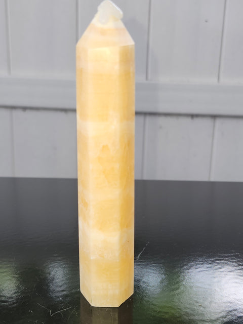 Orange calcite tower! 5 ounces, 5.2 inces