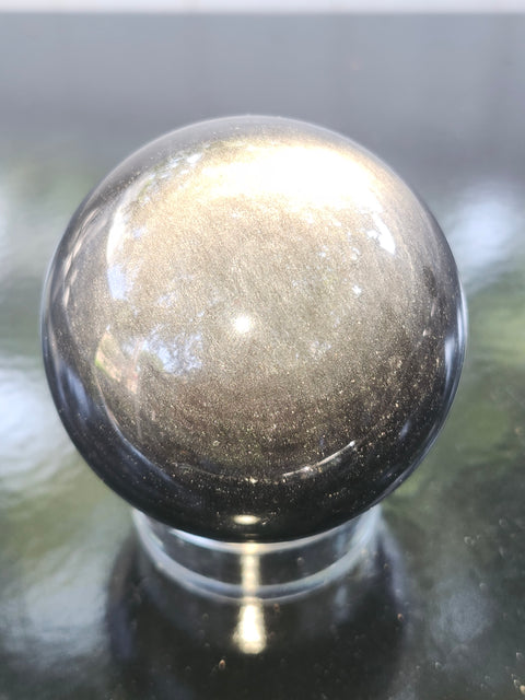 Silver obsidian sphere! 2.5 inches, 63mm, 11.5 ounces