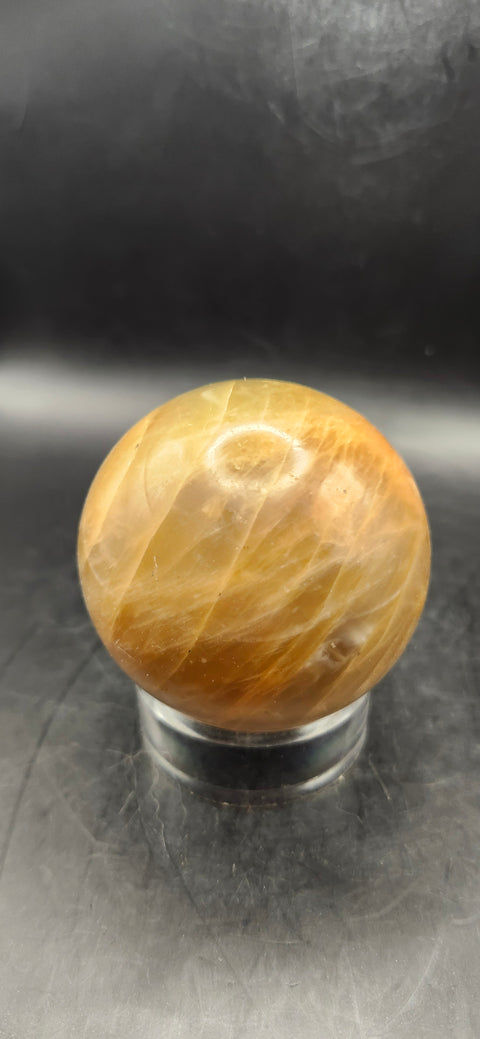 Peach moonstone sphere! 10.3 ounces, 59.6mm, 2.3 inches