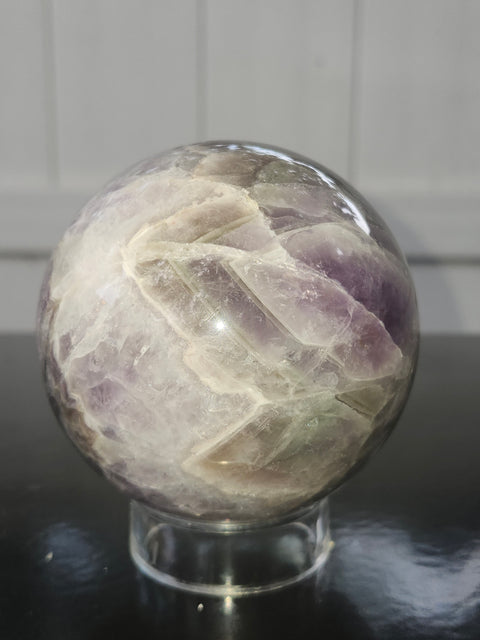 Chevron amethyst sphere! 1.9 pounds, 79mm, 3.1 inches