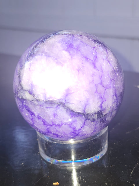 Purple crackle quartz sphere! 64mm, 2.5 inches, 13.6 ounces