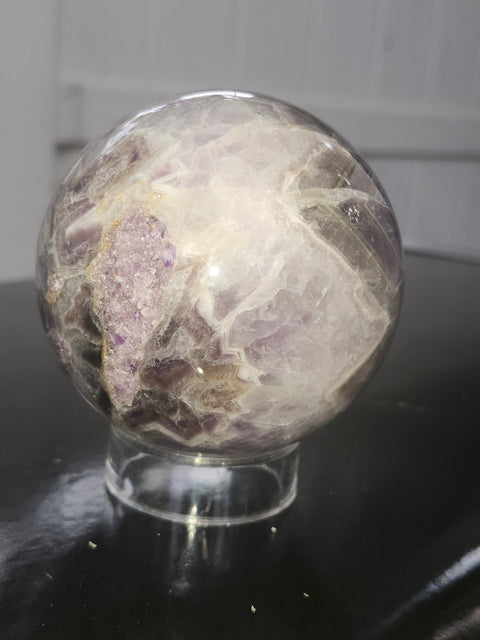Chevron amethyst sphere! 1.9 pounds, 79mm, 3.1 inches