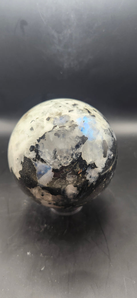 Rainbow moonstone sphere! 83.3mm, 3.27 inches, 1.13 pounds