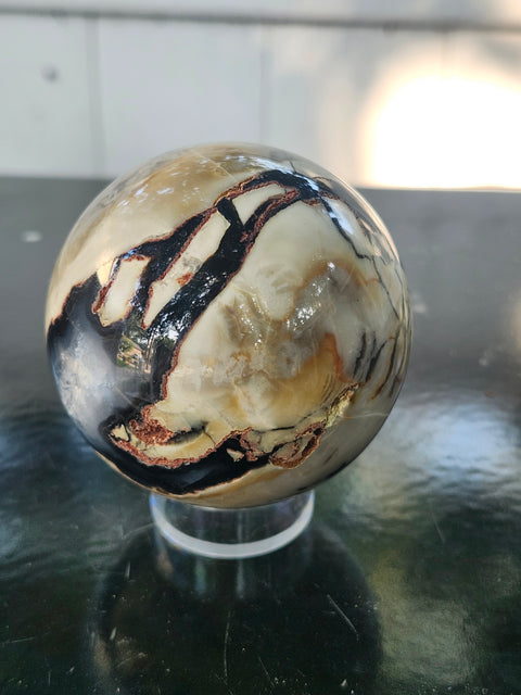 Druzy volcanic agate sphere! 11 ounces, 62mm, 2.4 inches