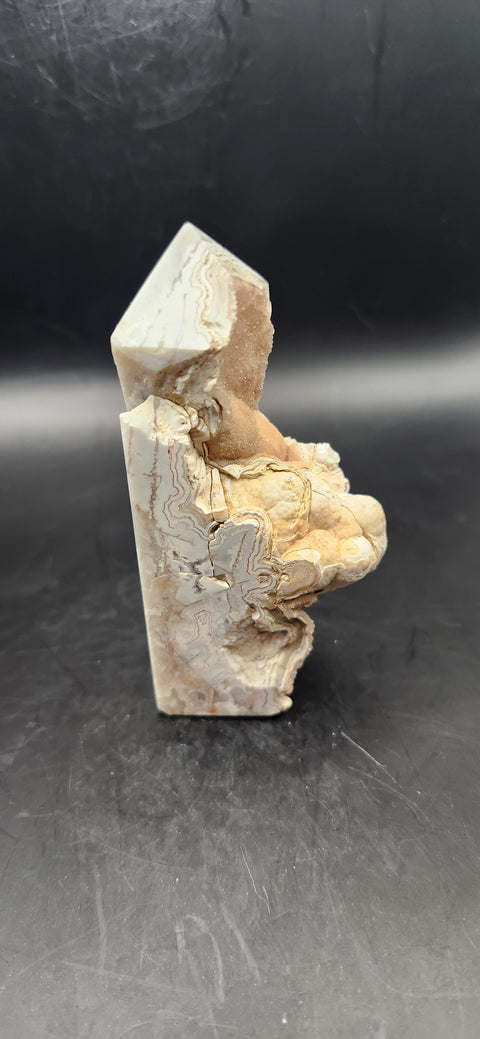 Crazy lace agate druzy free form tower! 3.2 ounces, 3.25 inches