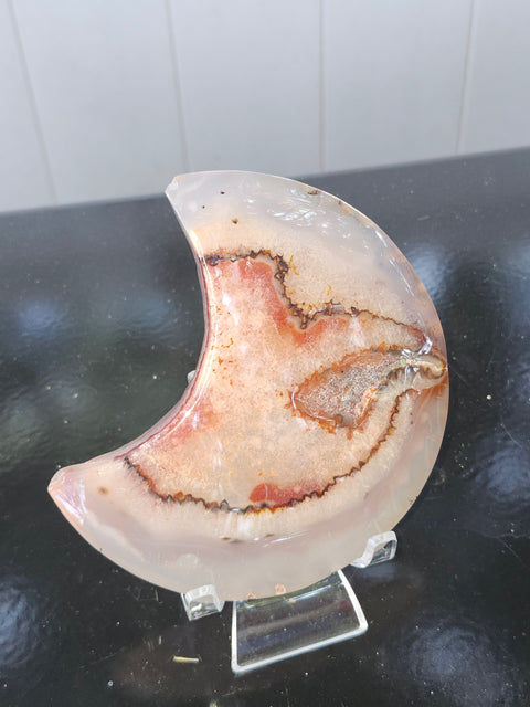 Druzy agate moon! 10 ounces, 4.7 inches tall, 3 inches wide