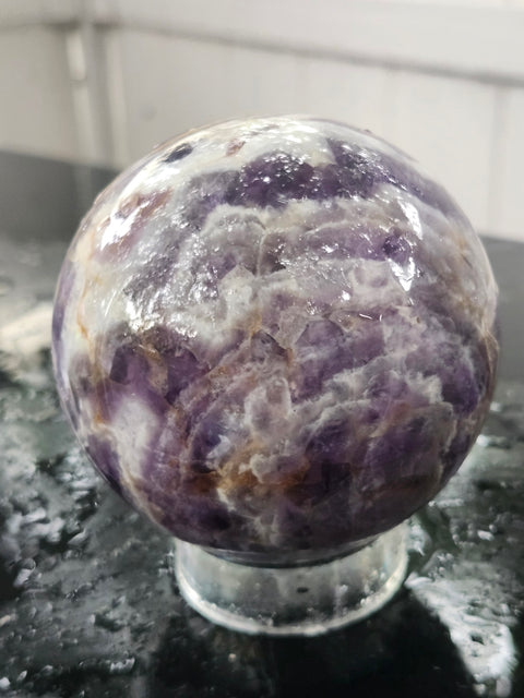 Chevron amethyst sphere! 3.05 inches, 1.7 pounds