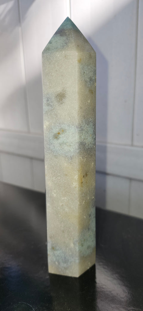 Blue, orange & green aventurine tower! 7.5 inches tall, 1.2 pounds