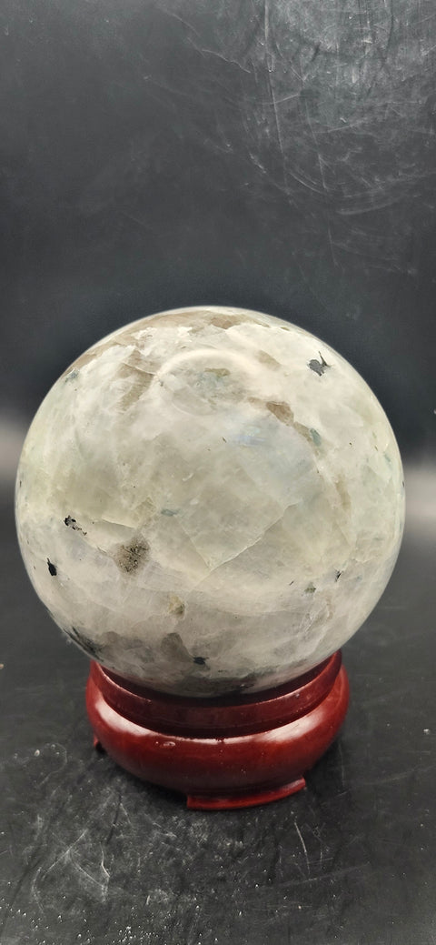 Rainbow moonstone sphere! 74mm, 2.9 inch, 1.4 pounds